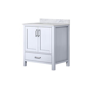 English Elm White Solid Wood Bath Vanity 30"W x 22"D with Carrara Marble Top, Soft-Close Drawer, Spacious Storage B2731P258774