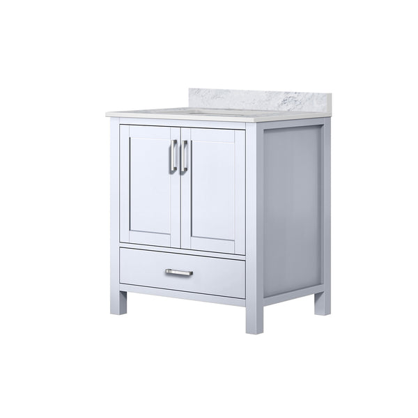 English Elm White Solid Wood Bath Vanity 30"W x 22"D with Carrara Marble Top, Soft-Close Drawer, Spacious Storage B2731P258774