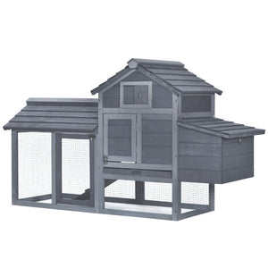 English Elm Pawhut Solid Fir Elevated Chicken Coop with Nesting Box and Run for Backyard Flocks W2225P217060
