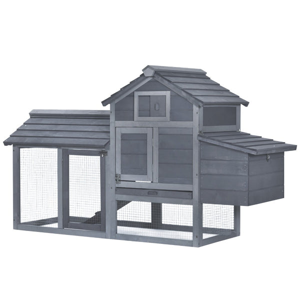 English Elm Pawhut Solid Fir Elevated Chicken Coop with Nesting Box and Run for Backyard Flocks W2225P217060