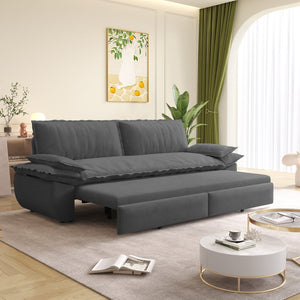 English Elm 73.2" Queen Sleeper Sofa Convertible Corduroy Loveseat for Guest Room or Living Space Grey W1885S00337