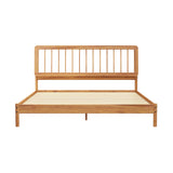 Walker Edison King Spindle Bed in Solid Pine, Mid-Century Modern Caramel Finish - Easy Assembly, No Box Spring Required - 81.25 x 79.50 x 44.88