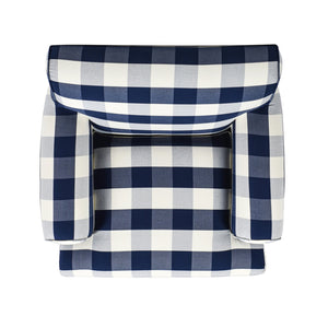 English Elm Jennifer Taylor Home - Alana 38" Lawson Accent Arm Chair With Metal Casters – Stylish Blue Lattice Woven Comfort Seat B2719P238308