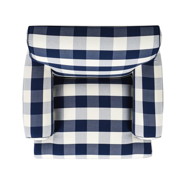 English Elm Jennifer Taylor Home - Alana 38" Lawson Accent Arm Chair With Metal Casters – Stylish Blue Lattice Woven Comfort Seat B2719P238308