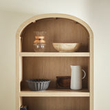 Chantelle Modern Arched Bookcase with Statement Wood Cabinet Pulls Coastal Oak WECHA41OS2CO0 Walker Edison