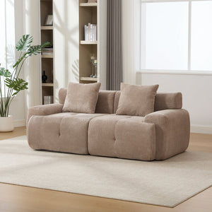 English Elm 73" Modern Modular Sectional Sofa Loveseat with Tufted Fuzzy Polyester Upholstery, Foam & Pocket-Spring Seats, Padded Arms, Includes 2 Accent Pillows for Living Room, Office, Apartment taupe W3118P371706