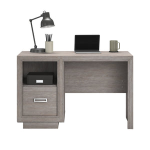 English Elm Desk, Space-Saving Medium Grey Finish With Storage Drawer & Cable Management For Home Office Use B356P354414