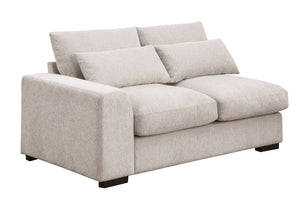 English Elm Nyeisha Flannel Velvet Sectional Sofa with Chaise Usb Ports and Built-in Console Beige B102S00076