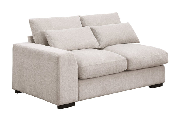 English Elm Nyeisha Flannel Velvet Sectional Sofa with Chaise Usb Ports and Built-in Console Beige B102S00076