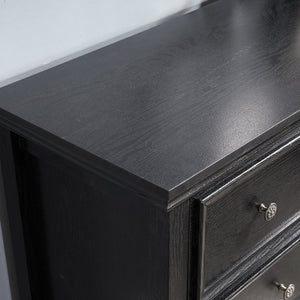 English Elm Modern 7 Drawers Dresser with Unique Feet, Smooth Glide Drawers and Metal Handles for Stylish Storage Black W2275P149785