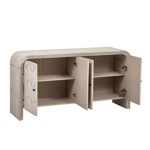 English Elm U_Style Luxury Multi-Functional Sideboard – Handwoven Wood Slats & Stepped Design For Stylish Storage N711P269061O-GIGA