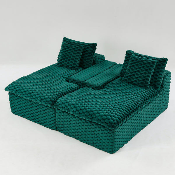 English Elm Green Turtle Velvet Double Chaise Lounge - Cozy & Multifunctional Sofa For Relaxing Or Socializing W3371S00042