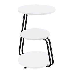 English Elm Dixon 3-Tier Round Accent Side Table in White with Slim Black Legs — Compact, Layered Storage for Small Spaces B062P378399