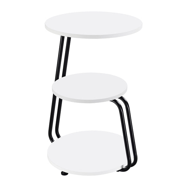 English Elm Dixon 3-Tier Round Accent Side Table in White with Slim Black Legs — Compact, Layered Storage for Small Spaces B062P378399