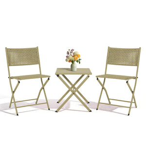 English Elm Patio Folding Bistro Set with E-coated Steel Frame for Balcony Garden Outdoor Dining Light Green T5880P492160