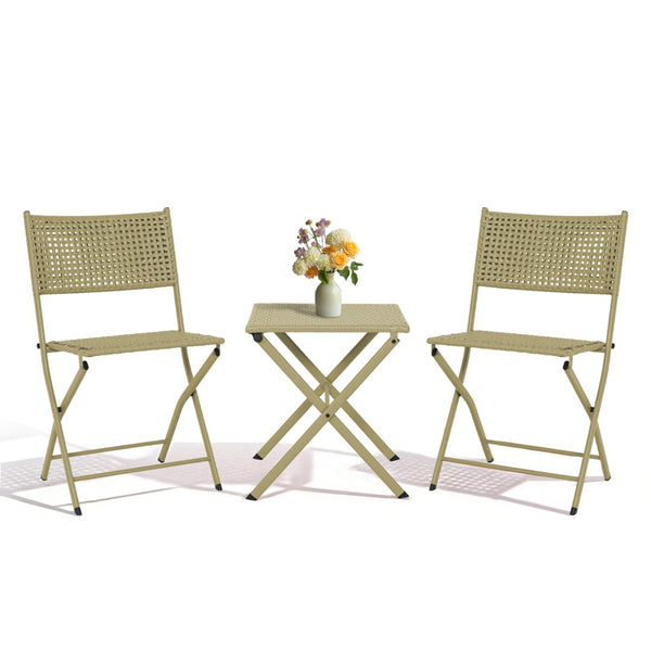 English Elm Patio Folding Bistro Set with E-coated Steel Frame for Balcony Garden Outdoor Dining Light Green T5880P492160