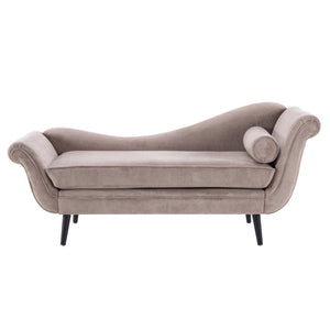 English Elm Chaise Lounge Upholstered Accent Piece Tailored Silhouette for Living Room or Bedroom Light Brown N776P396744B