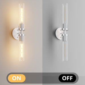 English Elm Wall Sconces Set Of Two, Modern Brushed Nickel Fixtures With Clear Glass Shades For Elegant Illumination W2312P389966-GIGA