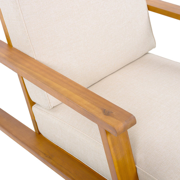 English Elm Christopher Knight Home® - Patio Lounge Chair - Weather-Resistant Beige Cushion & Teak Acacia Wood Frame For Outdoor Elegance N779P291591T
