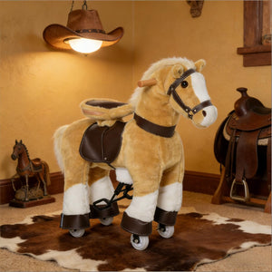 English Elm Walking Horse Ride on Toy Plush Pedal Pony with Wheels for Kids Ages 3 to 8 T3971P442210