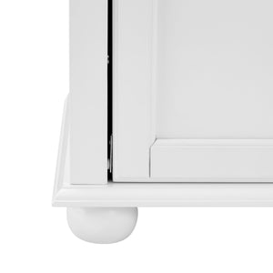 English Elm Clothes Hall Tree Storage Bench with Adjustable Shelves, Sliding Doors, Solid Poplar Feet & Shoe Bench White W2275P210040