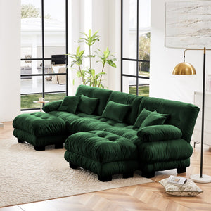 English Elm Luxury Modular Sectional Sofa - Oversized U-Shaped Chenille Couch With 2 Ottomans For Ultimate Comfort W714S01093