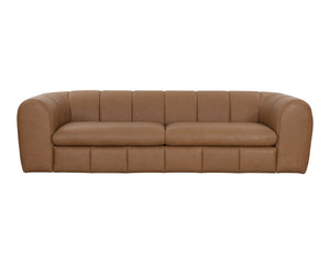 Sunpan Cyril Sofa - Luxurious Lucia Cognac Leather With Vertical Channeling For Ultimate Comfort & Style Brown Leather 112000