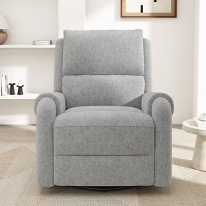 English Elm Manual Recliner Swivel Rocker Massage Chair Chenille Nursery and Living Room Seat Grey N763P347287E