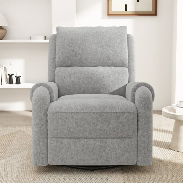 English Elm Manual Recliner Swivel Rocker Massage Chair Chenille Nursery and Living Room Seat Grey N763P347287E