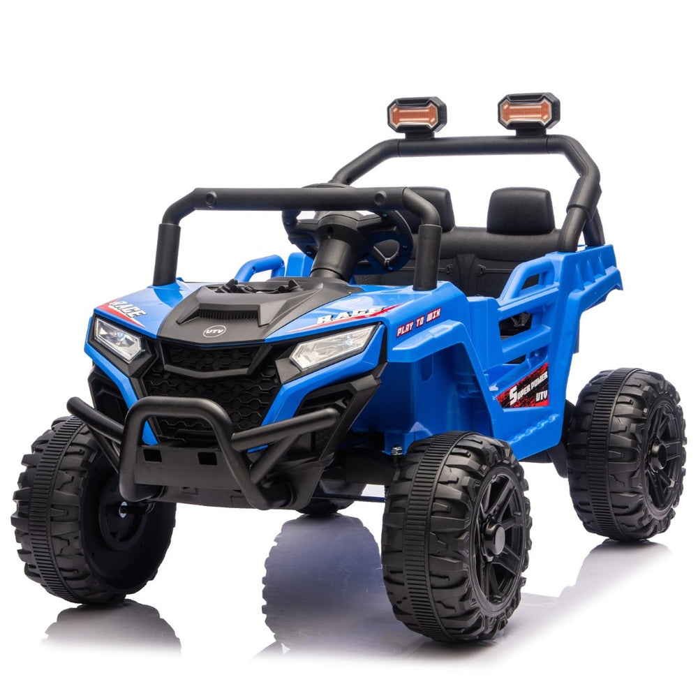 English Elm 12v Kids Electric Utv with 4-wheel Suspension Anti-collision Bar and 2-hour Battery Blue W1578P343327