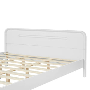 English Elm Pine Solid Wood Queen Platform Bed Matte Finish Tall Headboard No Box Spring White N770PQ291030K