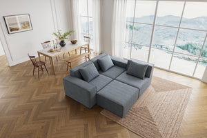 English Elm 118-Inch Modular Sofa Bed - Versatile Cloud Velvet Design With Footrest For Ultimate Comfort & Style W3147S00009