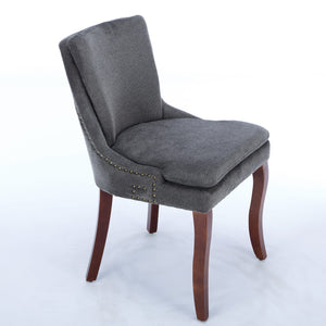 English Elm Modern Dining Chairs Set of 2 with Double-Layer Cushioned Spring+Sponge Comfort, Curved Solid Wood Legs, Mid Back Elegance for Living & Dining Room Gray W1143P207920