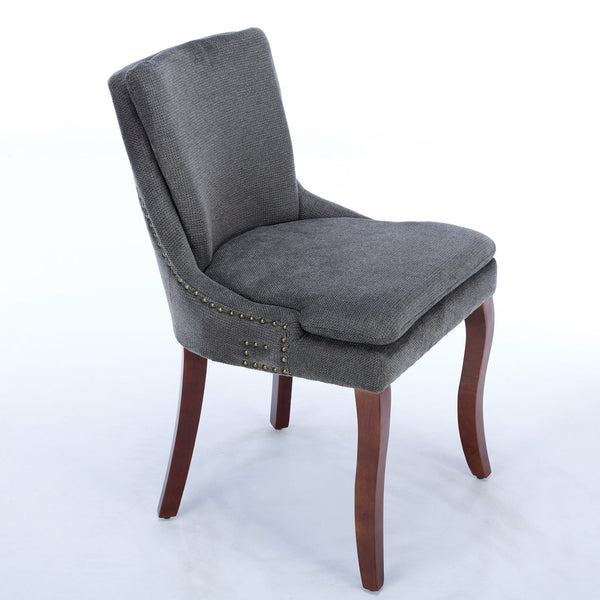 English Elm Modern Dining Chairs Set of 2 with Double-Layer Cushioned Spring+Sponge Comfort, Curved Solid Wood Legs, Mid Back Elegance for Living & Dining Room Gray W1143P207920