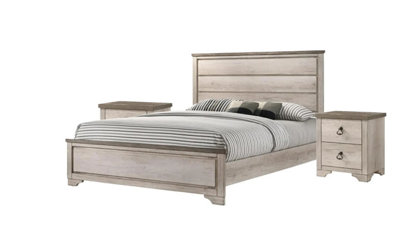 English Elm 1Pc Queen Distressed Brown Cottage Panel Bed - Coastal Charm Meets Rustic Elegance For Your Bedroom B2741S00395