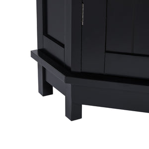 English Elm Black Triangle Corner Bathroom Cabinet with Adjustable Shelves, Modern MDF Storage Organizer, 70lb Capacity, Space-Saving Design N725P172615B