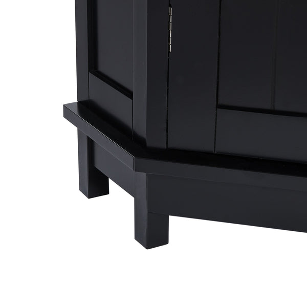 English Elm Black Triangle Corner Bathroom Cabinet with Adjustable Shelves, Modern MDF Storage Organizer, 70lb Capacity, Space-Saving Design N725P172615B