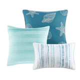 Madison Park Marina Coastal 6 Piece Printed Quilt Set with Throw Pillows MP13-7949 Aqua