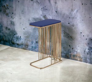 English Elm Aviena Blue & Gold Metal Accent Table with 15mm Composite Wood Top, Display & Utility, No Assembly Required B2726P243244