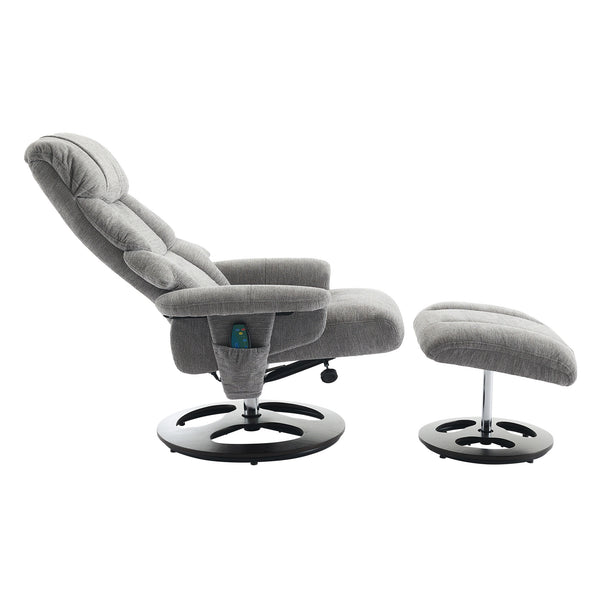 English Elm 010-Ergonomic Recliner Chair with Ottoman — 360° Swivel Lounge, Chenille Comfort, Heated Seat, Massage, Adjustable Backrest Grey W2636P262448