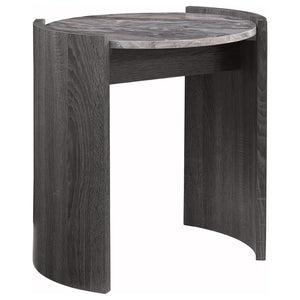 English Elm Zende Marble Effect Two Piece Living Room Set with Rounded Engineered Wood Frames B062S01533