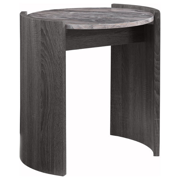 English Elm Zende Marble Effect Two Piece Living Room Set with Rounded Engineered Wood Frames B062S01533