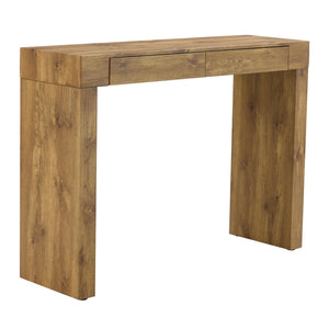 English Elm Elegant Natural Wood Grain Bar Table with Two Drawers, 50" Long, Ergonomic 37" Height, Sturdy MDF Design, Smooth Finish, Adjustable Non-Slip Feet W2920P225015