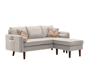English Elm Mirella Mid-century Sectional with Reversible Chaise Usb Charging and Storage Pouches B2749P413373