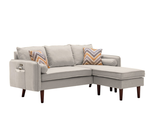 English Elm Mirella Mid-century Sectional with Reversible Chaise Usb Charging and Storage Pouches B2749P413373
