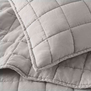 English Elm 3-piece French Linen Quilt Set King Garment Washed Box Stitch Breathable Bedding B035P408300