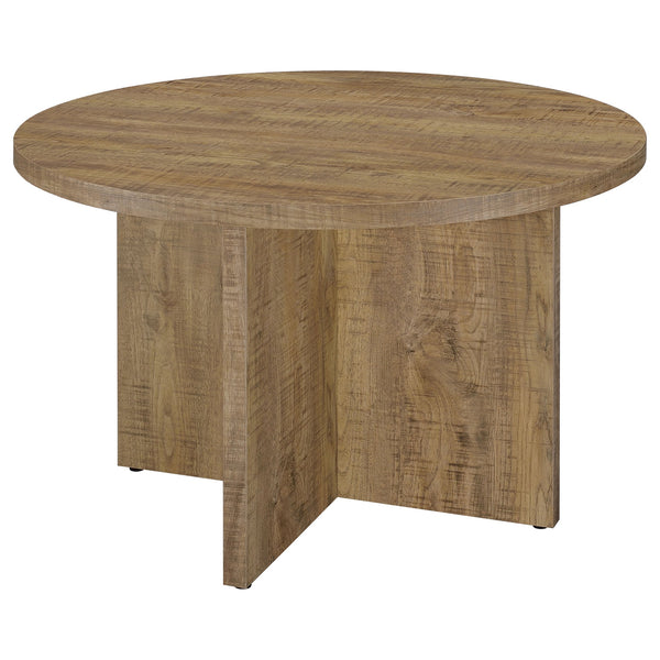 English Elm Larrabee Mango Round Dining Table - Modern Rustic Design With Geometric Base For Stylish Entertaining B062P353241
