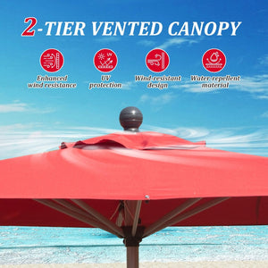 English Elm Rectangle Patio Umbrella With Crank Lift & Tilt Function - Stylish Brick Red Shade For Outdoor Comfort W1859P320940-GIGA