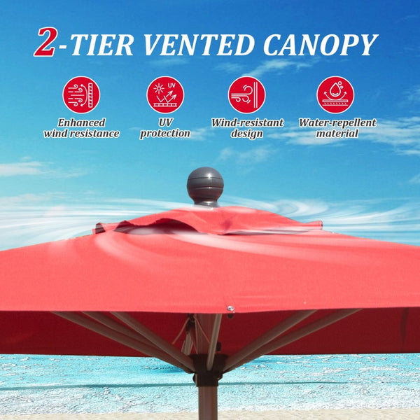 English Elm Rectangle Patio Umbrella With Crank Lift & Tilt Function - Stylish Brick Red Shade For Outdoor Comfort W1859P320940-GIGA