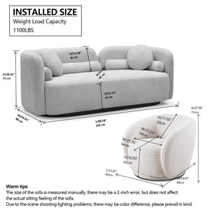 English Elm C32508, Japandi Boucle Sofa Set with Accent Chair Low Profile Cloud Seating W2664S00070
